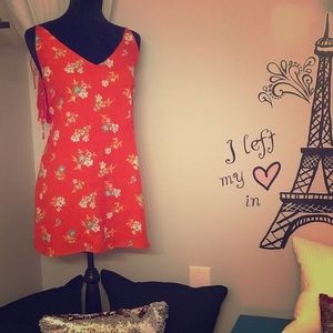 M size summer dress red with flowers